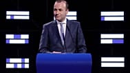 Manfred Weber discursa no Parlamento Europeu, em Bruxelas, em maio de 2019