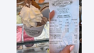 Kassenbon über 44 Euro für zwei Eis: US-Touristin Nicole Ann stellt Foto in soziale Medien.