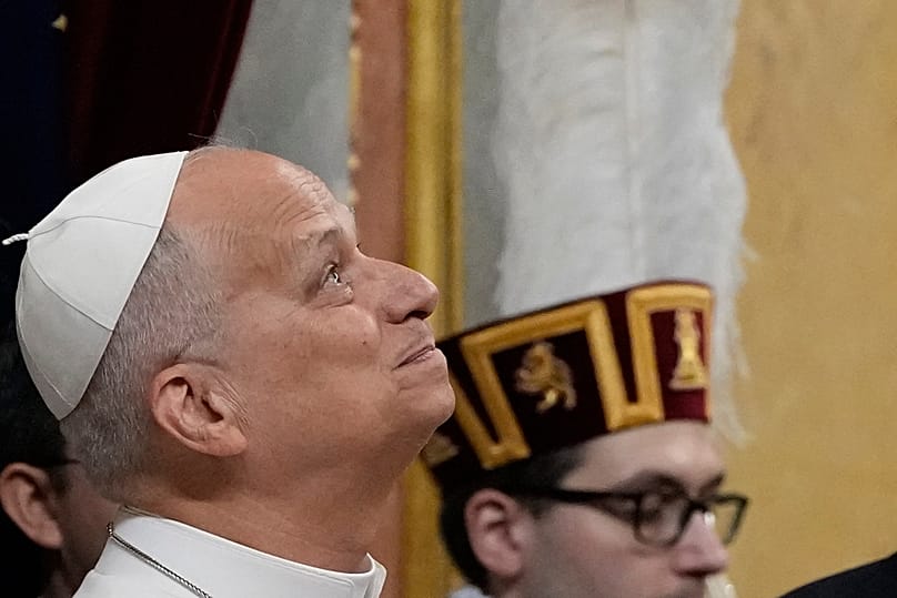 Papa Leone al Parlamento spagnolo, lunedì 8 giugno 2026. Foto AP/Yara Nardi