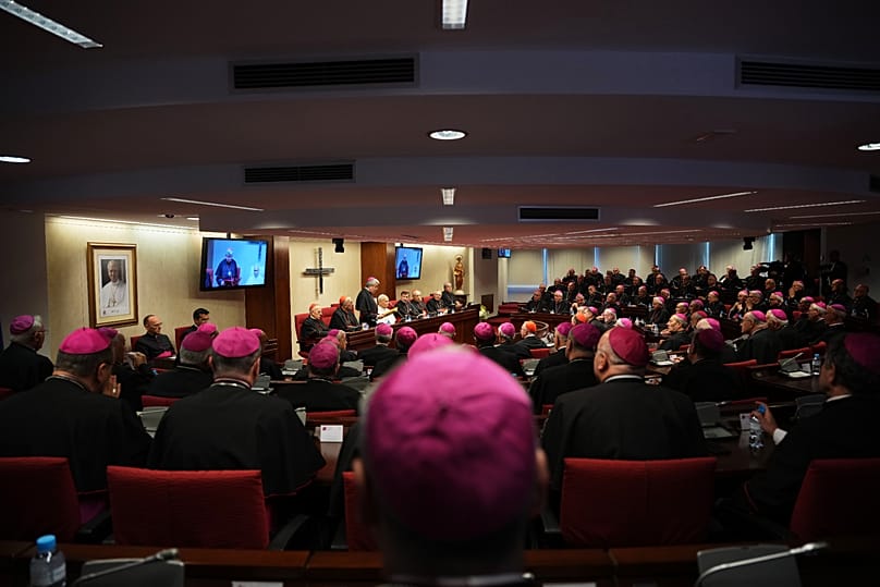 Pope Leo XIV meets with Spain's bishops at the Spanish Episcopal Conference in Madrid, 8 June, 2026