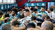 Cristiano Ronaldo e o restante grupo da seleção nacional
