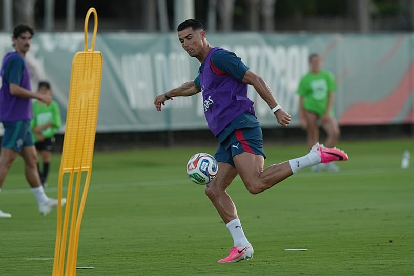 Cristiano Ronaldo em sessão de treino em Palm Beach, Flórida, antes da estreia de Portugal no Mundial, junho 2026