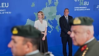 Kaja Kallas podczas spotkania unijnych ministrów obrony na Cyprze