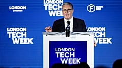UK Prime Minister Keir Starmer delivers a speech at London Tech Week 2026.