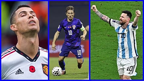 Cristiano Ronaldo (balra), Luka Modric és Lionel Messi (jobbra) a negyvenen túl, illetve ahhoz közelítve is a vb legnagyobb sztárjai lehetnek     