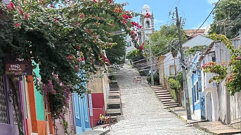 Detail of a cobbled street in Olinda