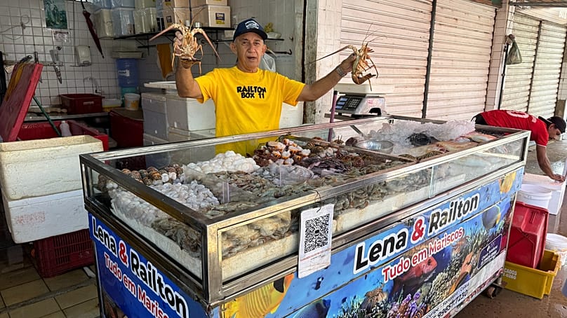 Seafood stall at the Mercado dos Peixes