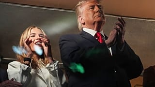 President Donald Trump attends an NBA Finals playoff basketball game between the New York Knicks and the San Antonio Spurs at Madison Square Garden in New York.