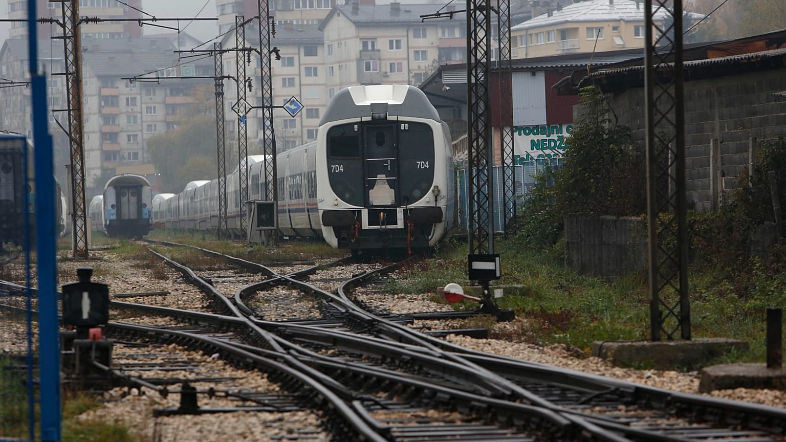 In this photo taken on Tuesday, Nov. 12. 2013 some of the modern trains from the Spanish producer Talgo are parked at a railway depot in Sarajevo.