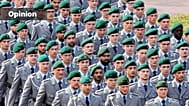 New recruits of the German Army Bundeswehr attend a ceremony to take their oath in front of the North Rhine-Westphalia state parliament in Düsseldorf, Germany, Sept. 4, 2025. 