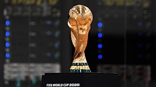 The World Cup trophy is shown during the opening ceremony of the International Broadcast Centre in Dallas, 1 June, 2026
