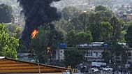 Smoke billows after an army MI-17 helicopter crashed due to a technical fault in Muzaffarabad, 10 June, 2026