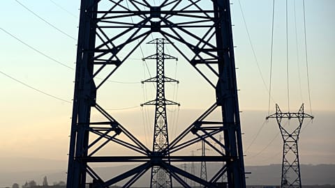 High voltage power lines are pictured outside Strasbourg, eastern France, Wednesday, Jan. 18, 2017. 