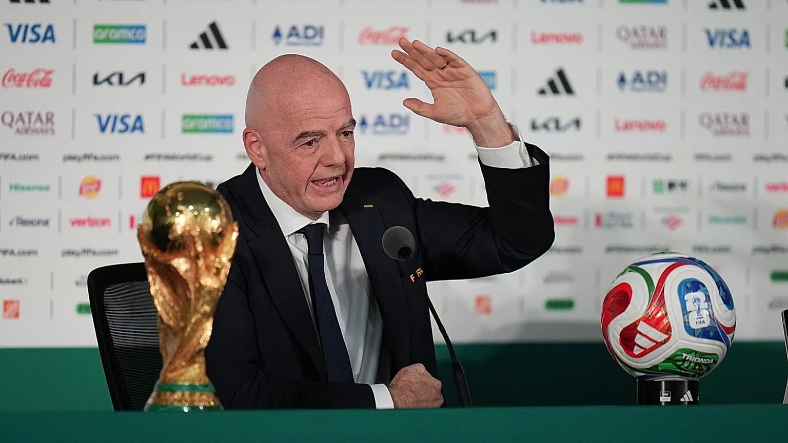 FIFA President Gianni Infantino speaks during a news conference at the stadium in Mexico City, 10 June, 2026