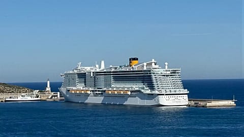 Image of the cruise ship docked in a port