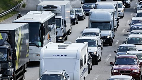 Traffic on highway 7 near Hamburg, Germany. 