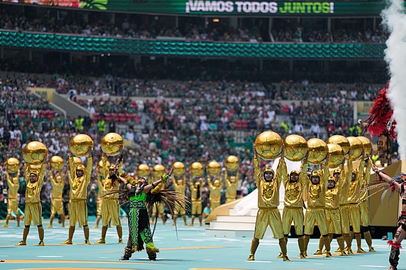 Performers on the pitch during the opening ceremony before the start of the World Cup Group A match in Mexico City, 11 June, 2026