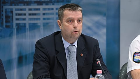 Fürcht Pál, a Központi Nyomozó Főügyészség vezetője  az ORFK Rendőrségi Igazgatási Központban 2026. május 29-én. 