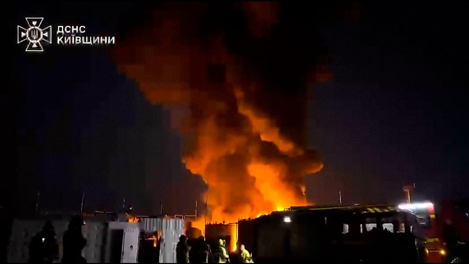 Smoke rising after strike at an infrastructure facility in the Boryspil, Kyiv region 