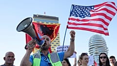 Protesters take part in a rally in Tirana, Albania, Tuesday, 9 June 2026.
