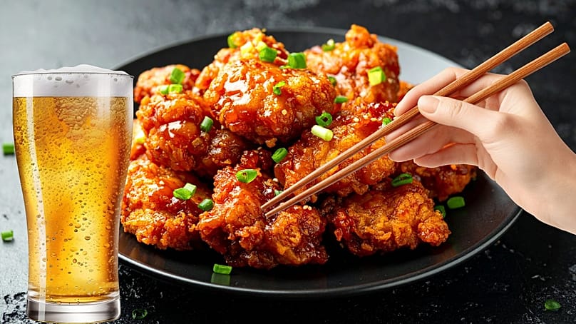 مرغ سوخاری و آبجو، غذای محبوب زمان بازی فوتبال در کره جنوبی