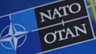 The NATO logo at a meeting of the alliance’s foreign ministers in Helsingborg, 22 May, 2026