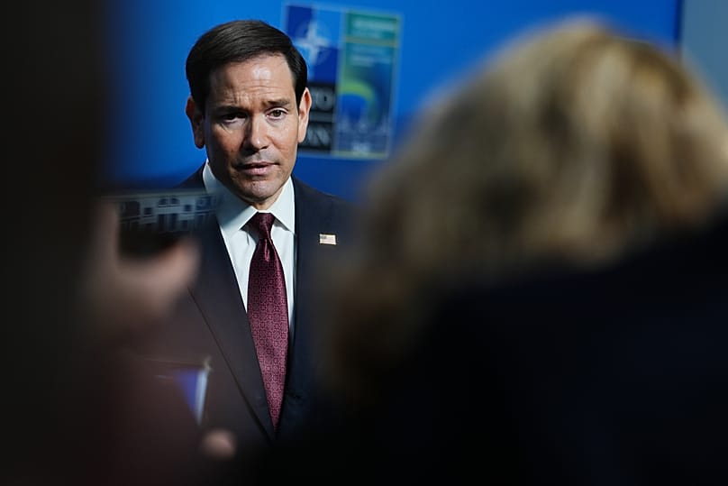 US Secretary of State Marco Rubio speaks with reporters during a meeting of NATO foreign ministers in Helsingborg, 22 May, 2026