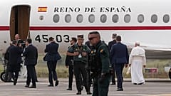 Pope Leo XIV boards a Spanish royal Falcon aircraft in Tenerife, 12 June, 2026