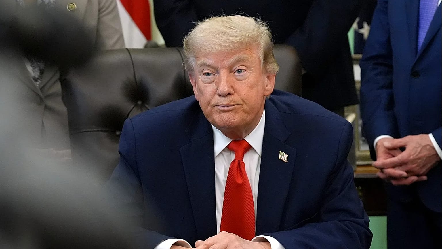 President Donald Trump listens during an event to sign a proclamation about the fishing industry, in the Oval Office of the White House, Thursday, 11 June 2026.