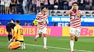 United States' Giovanni Reyna, right, reacts after scoring his team's fourth goal during the World Cup Group D soccer match between the United States and Paraguay.