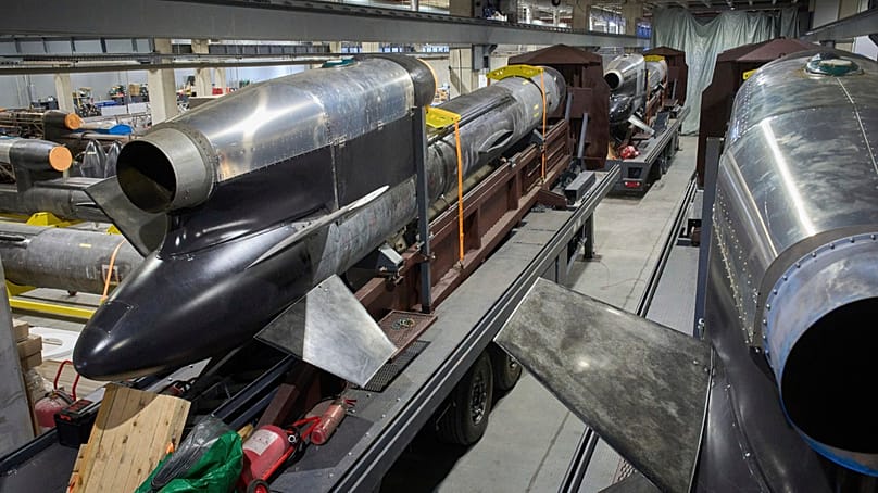 ARCHIVFOTO – Flamingo-Raketen in der geheimen Fabrik von Fire Point in der Ukraine am 18. August 2025