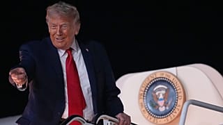 FILE: US President Donald Trump gestures as he boards Air Force One at John F. Kennedy International Airport in New York, 8 June 2026