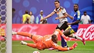 Germany's Jamal Musiala scores their fourth goal during the World Cup Group E soccer match between Germany and Curacao in Houston, Sunday, June 14, 2026. (AP Photo/Eric Gay)