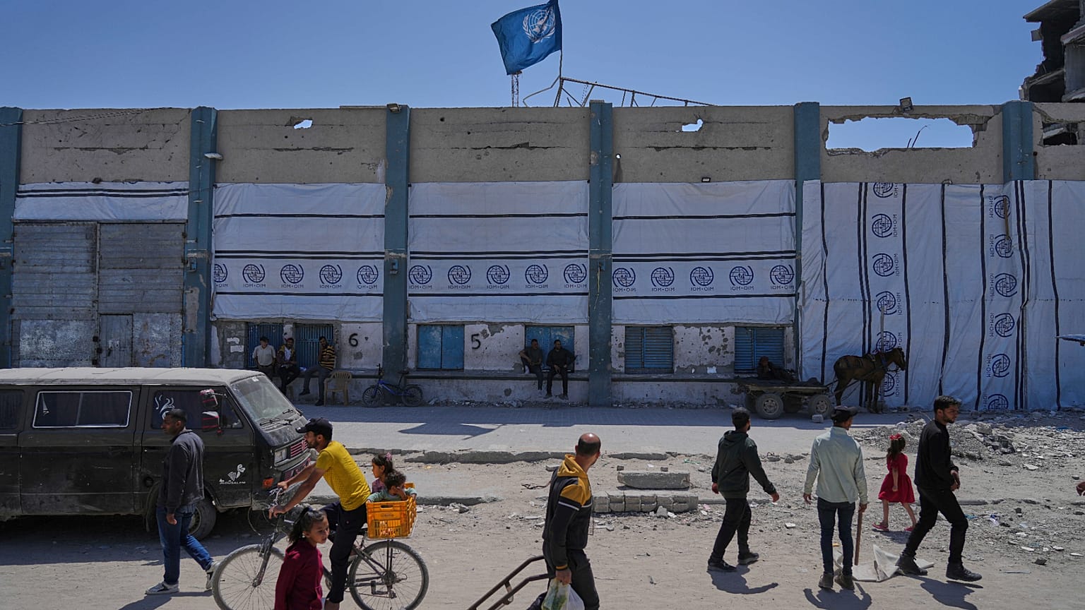 Az UNRWA segélyközpontja Gázában
