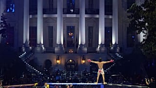 Diego Lopes celebrates during a featherweight bout against Steve Garcia during UFC Freedom 250 on the South Lawn of the White House, Sunday, June 14, 2026, in Washington