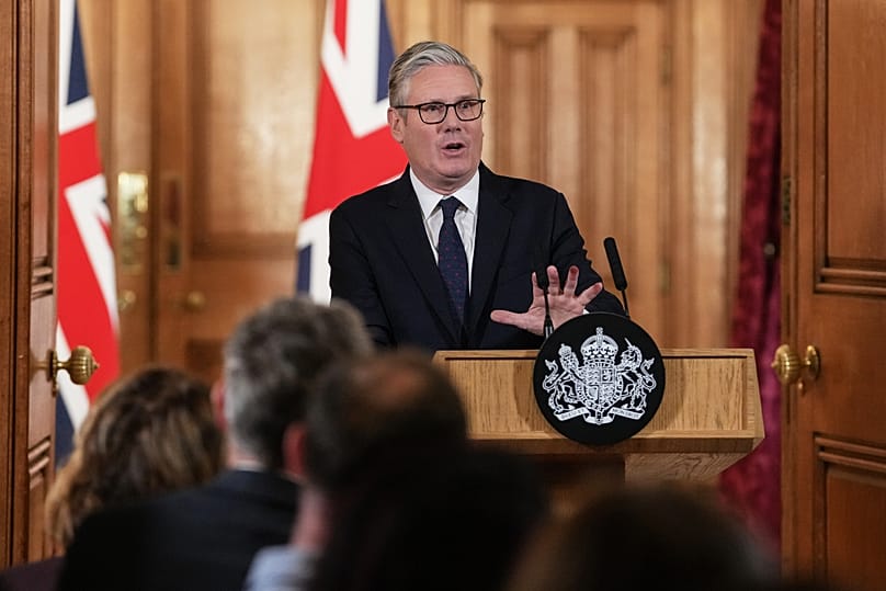 Britain's Prime Minister Keir Starmer attends a press conference to announce government action to protect children online in London, 15 June, 2026