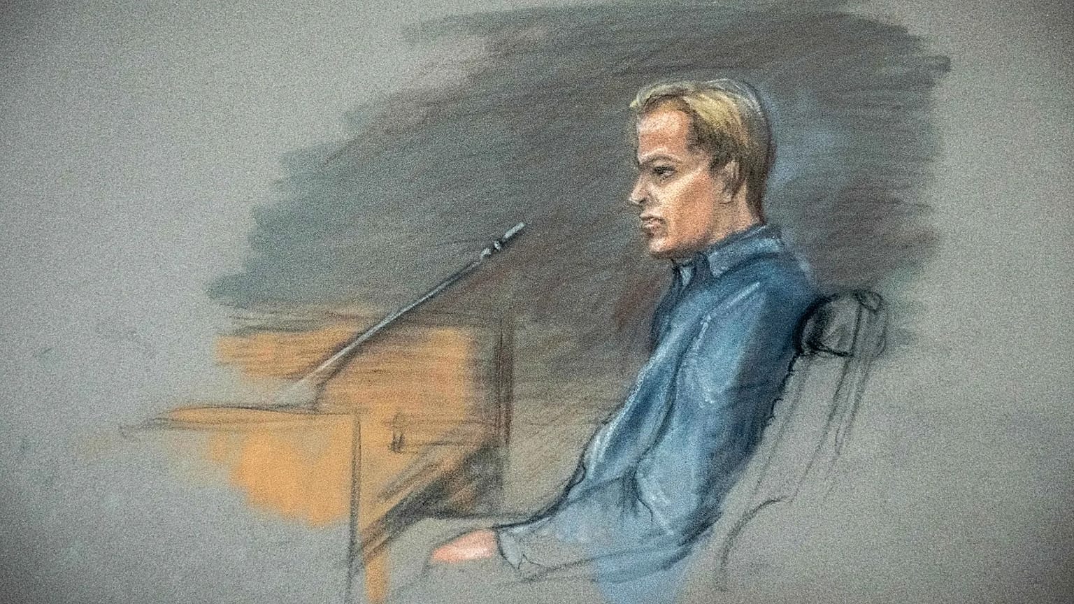 A court sketch of Marius Borg Høiby in the witness box during his trial in Oslo, 5 February, 2026
