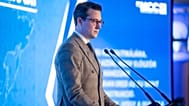 Philipp Siegert, az MCC Brussels kutatási igazgatóhelyettese előadást tart a Mathias Corvinus Collegium (MCC) Budapest Summit elnevezésű konferenciáján Budapesten 2026. márciu