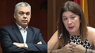 Santos Cerdán ante su comparecencia en los juzgados de Plaza Castilla y Leire Díez en el Senado