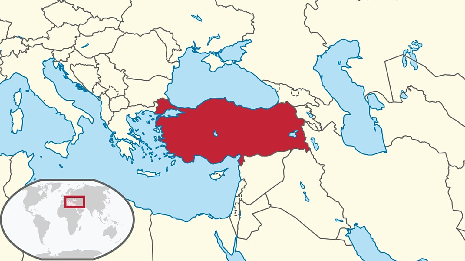 Dünya haritası üzerinde Türkiye.