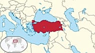 Dünya haritası üzerinde Türkiye.