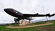 A B-52 Stratofortress bomber named "Diamond Lil" is displayed on the grounds of the United States Air Force Academy in Colorado..