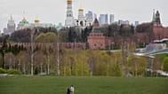 People walk in Zaryadye park in Moscow, Russia.