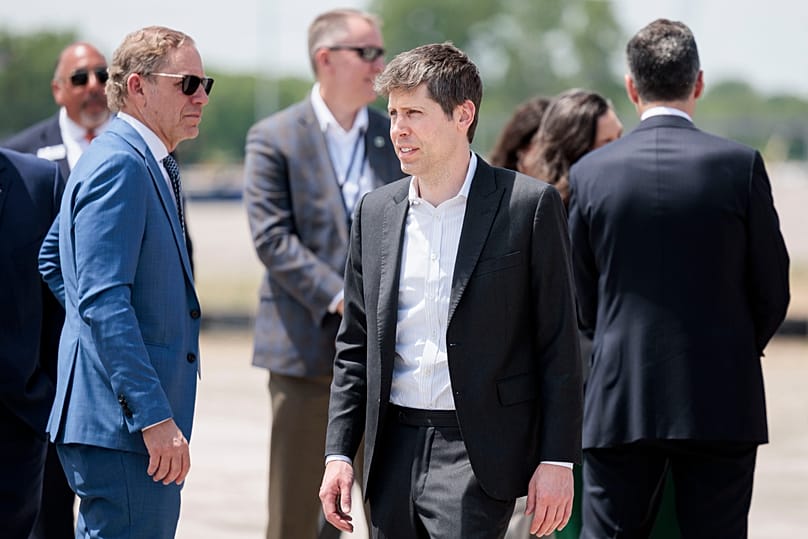 Sam Altman, az OpenAI vezérigazgatója a michigani Saline Townshipben épülő Barn adatközpont alapkőletételén, 2026. június 1-jén