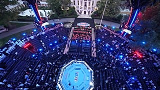 People arrive for UFC Freedom 250 fights on the South Lawn of the White House, Sunday, June 14, 2026, in Washington.