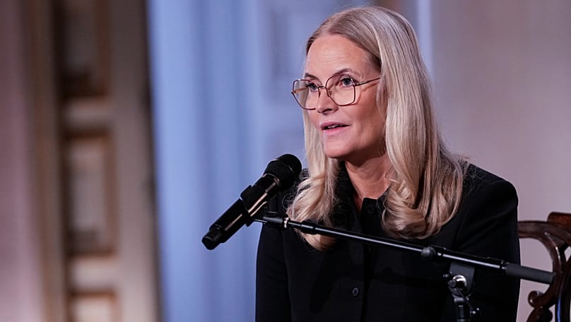 Norway's Crown Princess Mette-Marit speaks during the Fosse Lecture at the Royal Palace in Oslo, 23 April, 2026