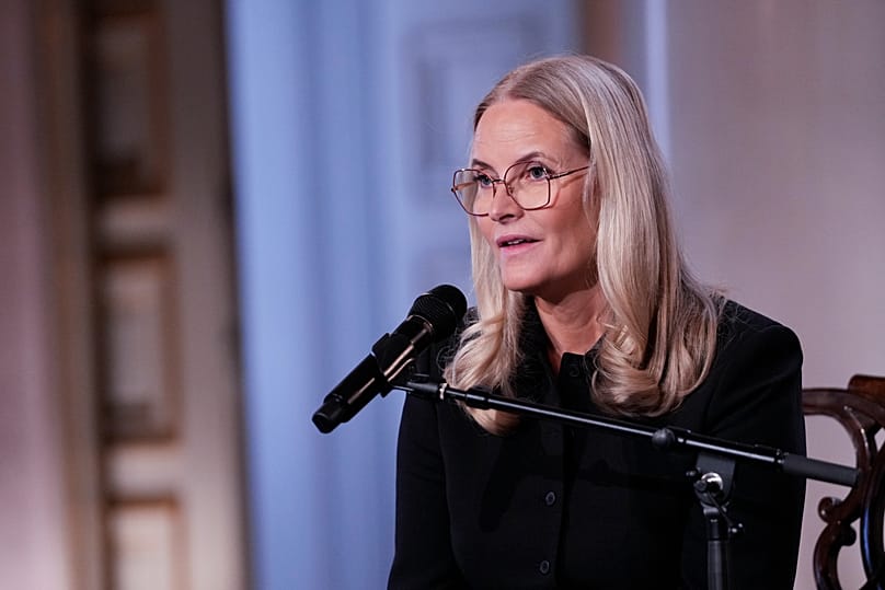 Norway's Crown Princess Mette-Marit speaks during the Fosse Lecture at the Royal Palace in Oslo, 23 April, 2026