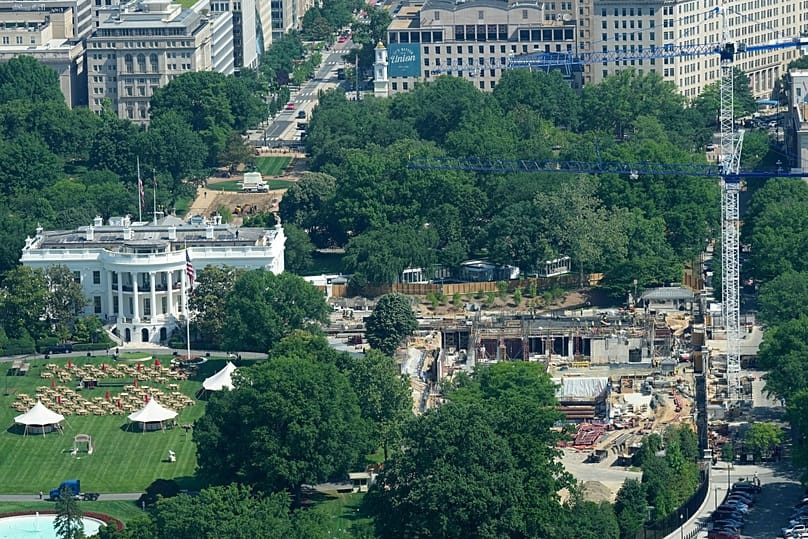 Prosseguem as obras do salão de baile na Casa Branca, em Washington, 19 de maio de 2026