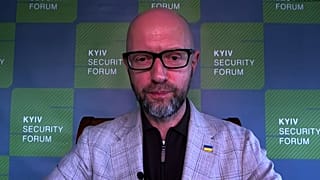 Former Ukrainian Prime Minister Arseniy Yatsenyuk speaking to Euronews from Kyiv. 16 June 2026