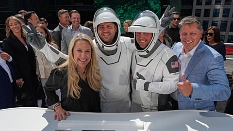 SpaceX executives celebrate with employees during a closing bell ceremony for the IPO of SpaceX at the Nasdaq MarketSite in New York, 12 June 2026